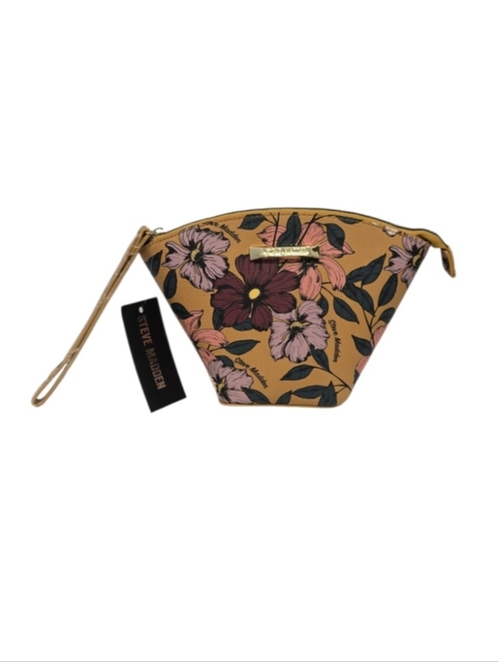 Steve Madden Handbags - Steve Madden NWT Mustard Floral Wristlet Clutch with Pink and Burgundy Flowers